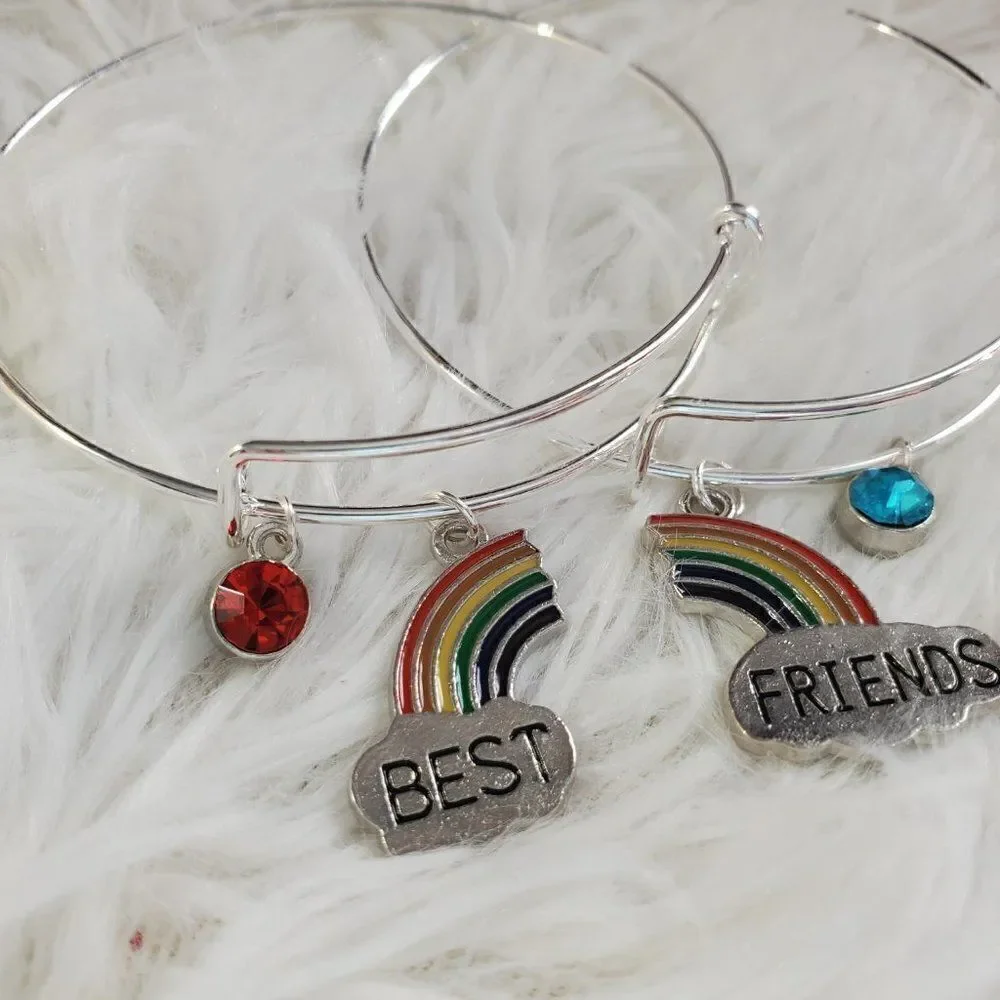 Silver Best Friend Set of 2 Charm Bracelets, Best Friend Gifts
